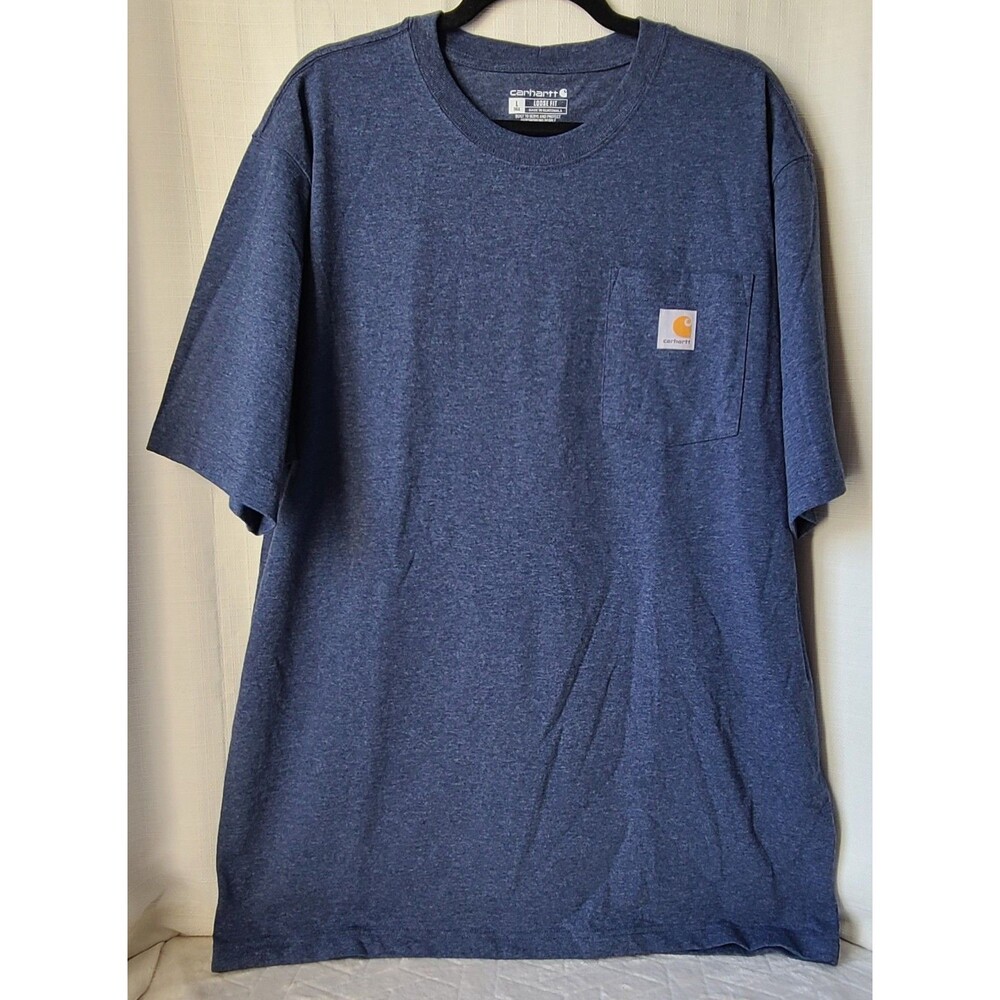 Carhartt K87 Mens Large Tall Loose Fit Pocket T Shirt Blue Heather Workwear